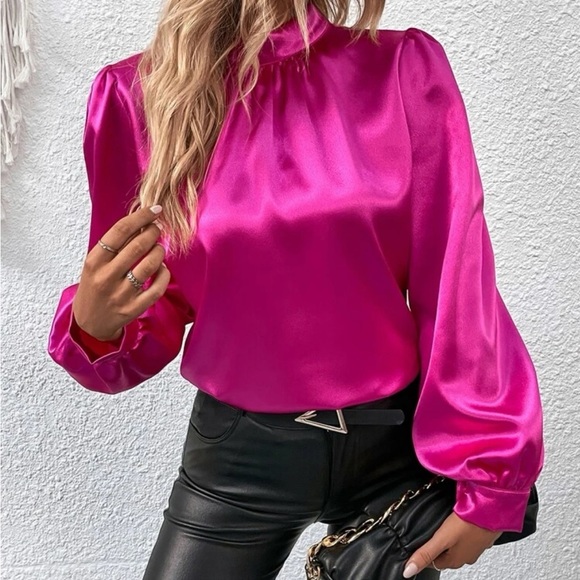 New Hot pink long sleeve top blouse - Picture 7 of 7